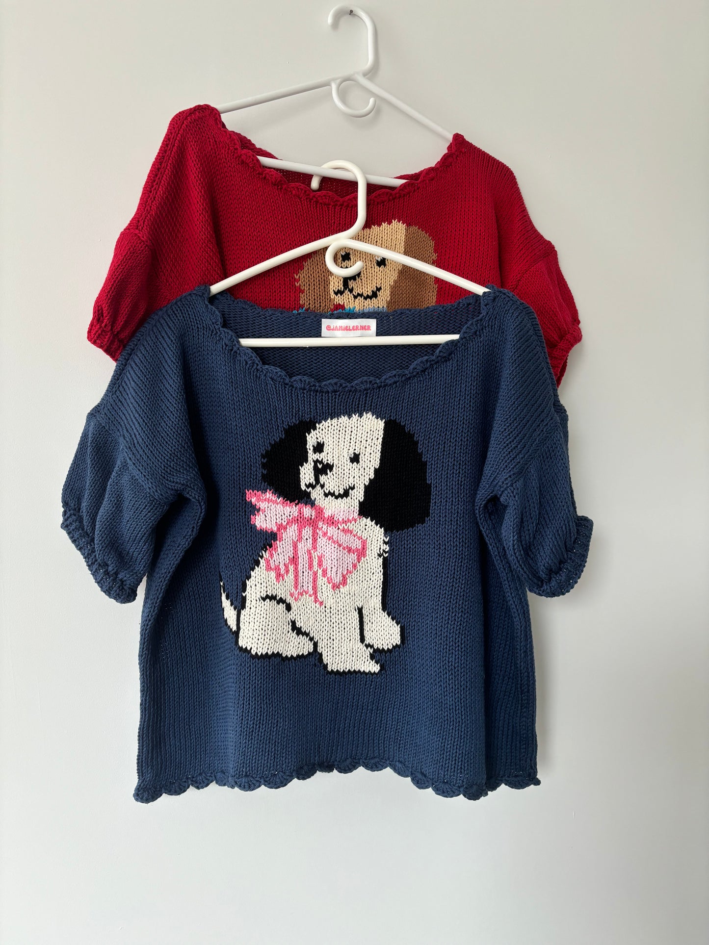 Navy Puppy Short Sleeve Sweater