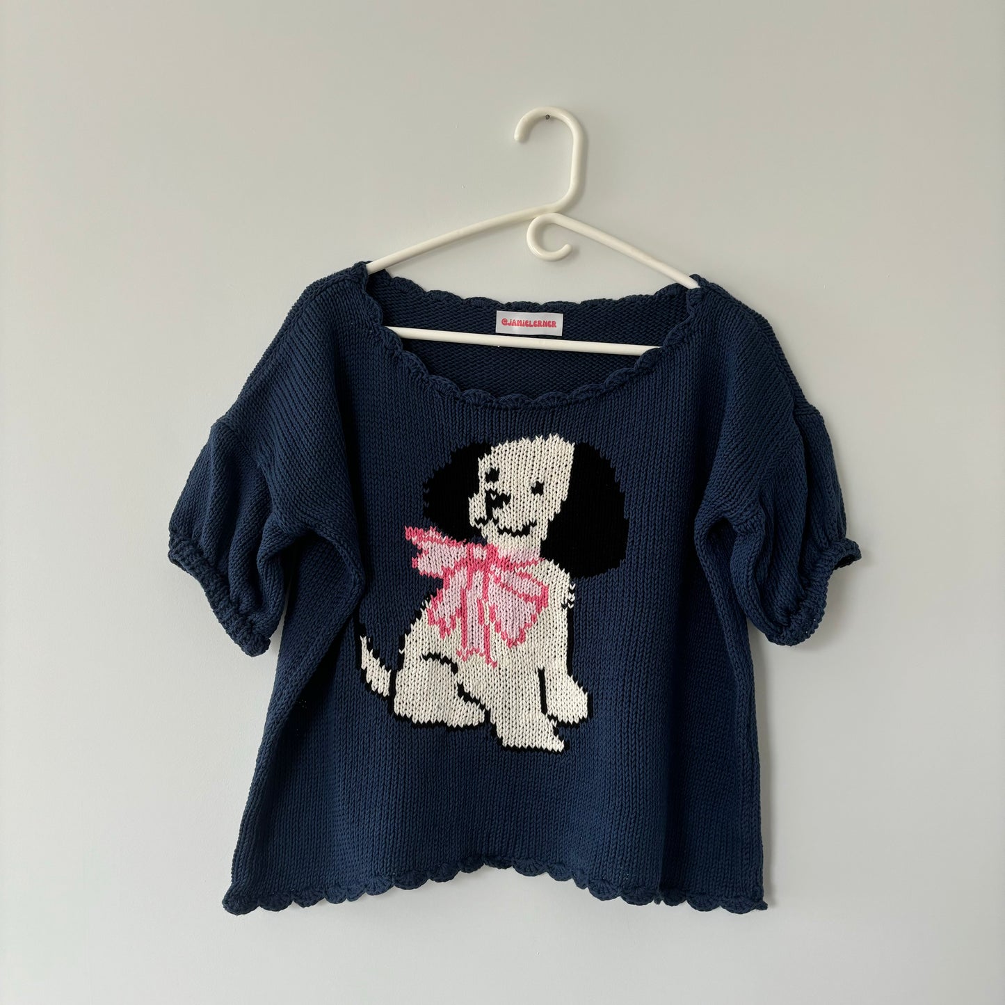 Navy Puppy Short Sleeve Sweater