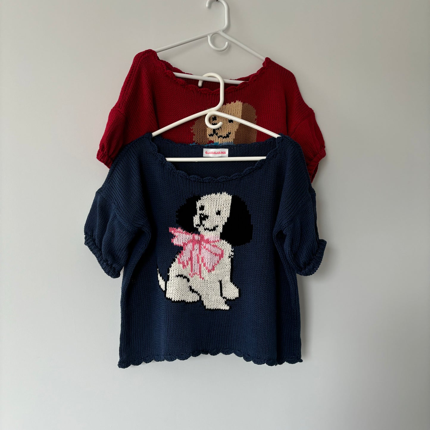 Navy Puppy Short Sleeve Sweater