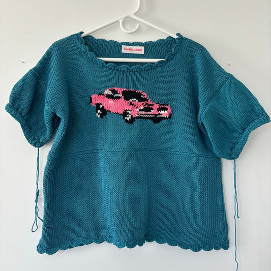 Teal Puff Sleeve Car