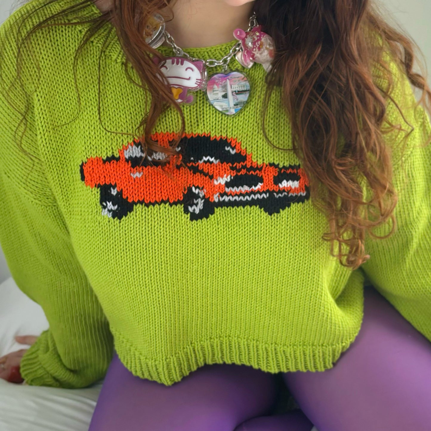 Bright Lime Car Sweater