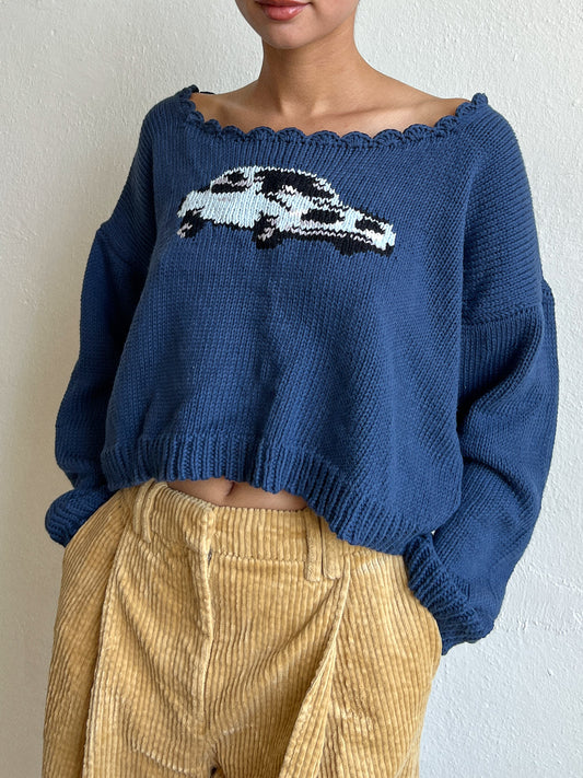 Navy Car Sweater